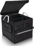 Trunk Organizer With Lid,Small,Black 28L,For SUV Car Truck,Collapsible Waterproof Oxford Fabric,Portable Multipurpose sorting,2-Compartments with Aluminium Alloy Handle
