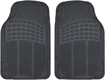 Floor Mats for Cars Trucks , 2-Piece All-Weather Car Mats with Universal Fit Design, Durable Car Floor Mats with Capture Ridges, Waterproof Rubber Floor Mats for Cars (Black)