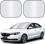 Car Sun Shade Windshield 2-Piece Foldable Car Front Window Sunshade,  Coated Silver Coth Reflective Polyester Material