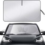Windshield Sun Shade for Car Foldable Front Window Sun Visor 240T Reflective Fabric Blocks UV Rays and Sun,  Interior Protection for Cars,Trucks, s|M (63”x31.5”)