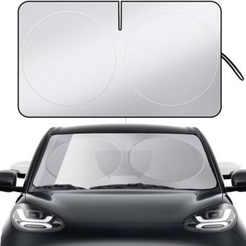Windshield Sun Shade for Car Foldable Front Window Sun Visor 240T Reflective Fabric Blocks UV Rays and Sun,  Interior Protection for Cars,Trucks, s|M (63”x31.5”)