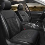 Car Seat Cover,Breathable Universal PU Front Car Seat Protector,Non-Wrapped Bottom with Backrest (1PC-Black)