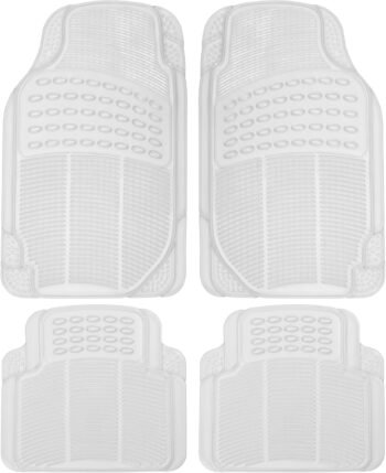 4-Piece Rubber Transparent Clear Floor Mats Heavy Duty for Front & Rear Car Truck Van , All Weather Protection, Universal Fit