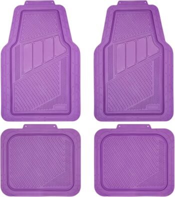 Heavy Duty Rubber Floor Mats 4-Piece Car Mat Set - Universal Waterproof Floor Mats for Car  Truck, Durable All-Weather Mats(Purple)