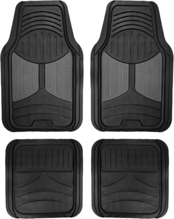 Automotive Floor Mats - Heavy-Duty  Floor Mats for Cars, Universal Fit Full Set,  Floor Mats, Trimmable Floor Mats for Most Sedan, , Truck Floor Mats Rubber Gray