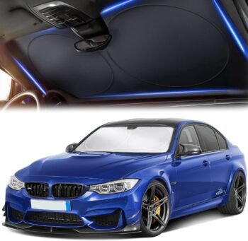Windshield Sun Shade| 240T Polyster Windshield Shade for Sun,Heat,UV Rays |Reflective Car Sun Shade Windshield  Front Windshield Sunshade for Cars,Trucks, Sedans,   (64" x 32")