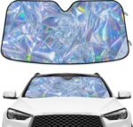 Holographic Windshield Sun Shade Car Windshield Holographic Car Window Shades Accordion Blocks UV Rays Visor Protector Folding Sun Reflector Auto Sunshade for Truck